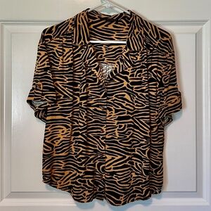 Animal Print Button Down Top, Women's Small (compare to 8-10)